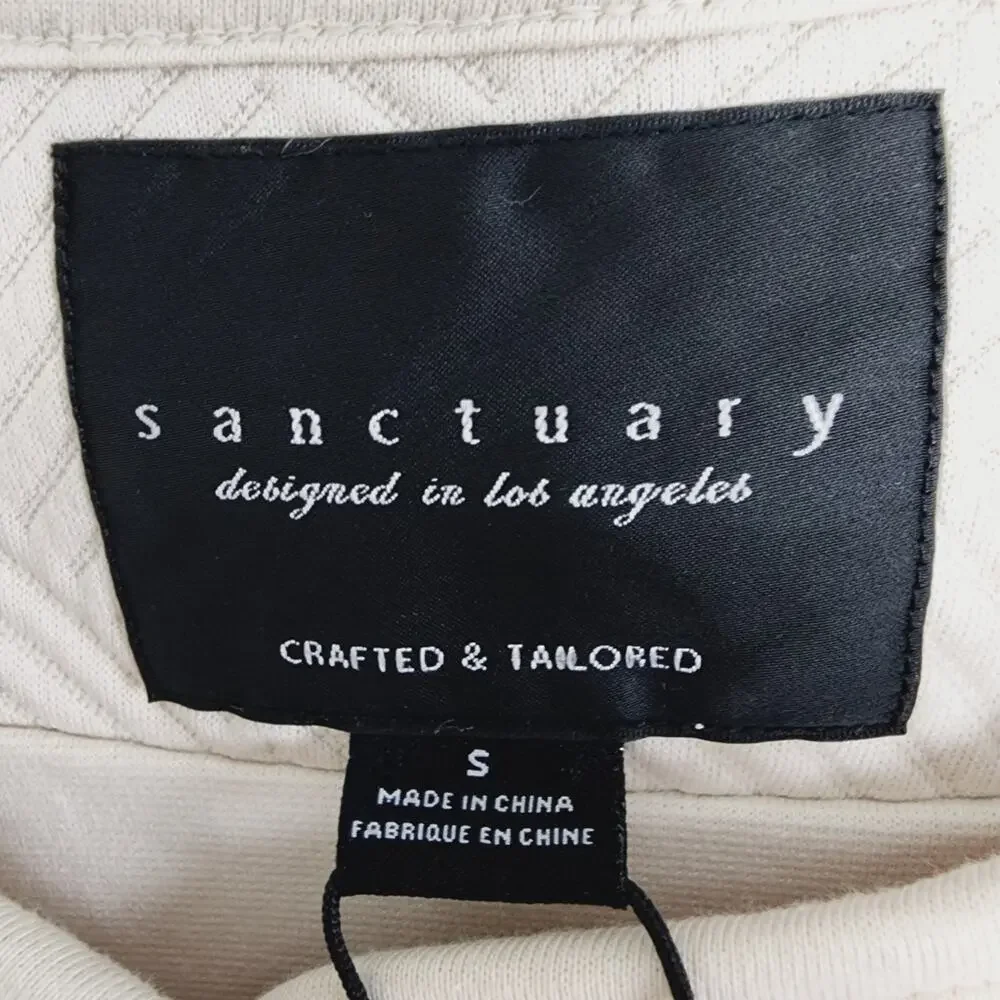 Sanctuary Paris Quilted Textured Knit Jacket Eco Natural Collarless NWT Small - Picture 9 of 14